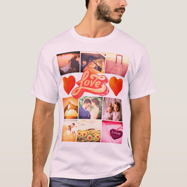 Camiseta Foto personalizada x9 retrorada do amor de coração (Frente)
