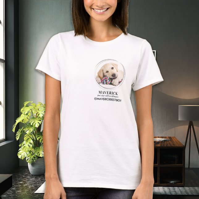 Camiseta Foto Pet Personalizada de Mídia Social Familiar (Criador carregado)