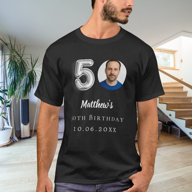 Camiseta Foto preta de prata de 50 anos (Criador carregado)