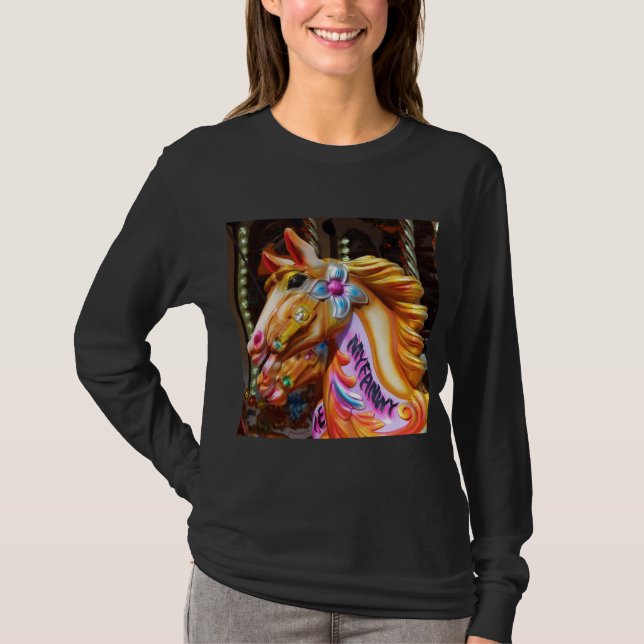 Camiseta Foto Quadrada - Cavalos de Feliz-volta (Frente)
