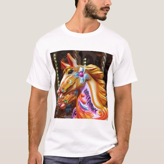 Camiseta Foto Quadrada - Cavalos de Feliz-volta (Frente)