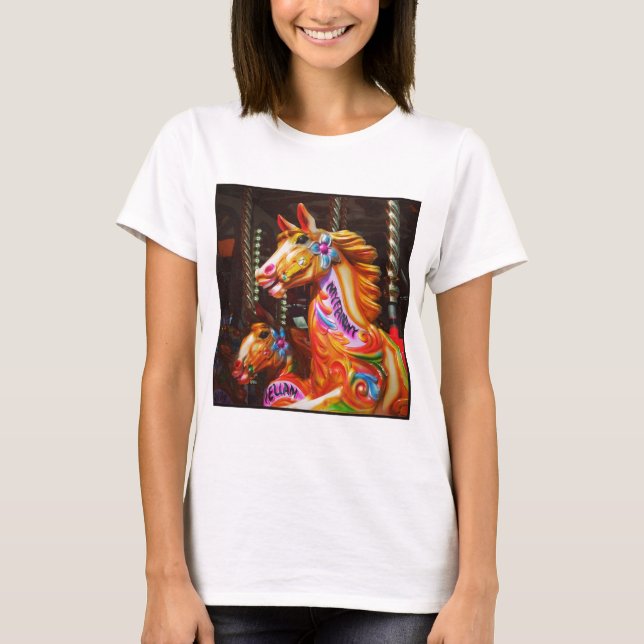 Camiseta Foto Quadrada - Cavalos de Feliz-volta 02 (Frente)