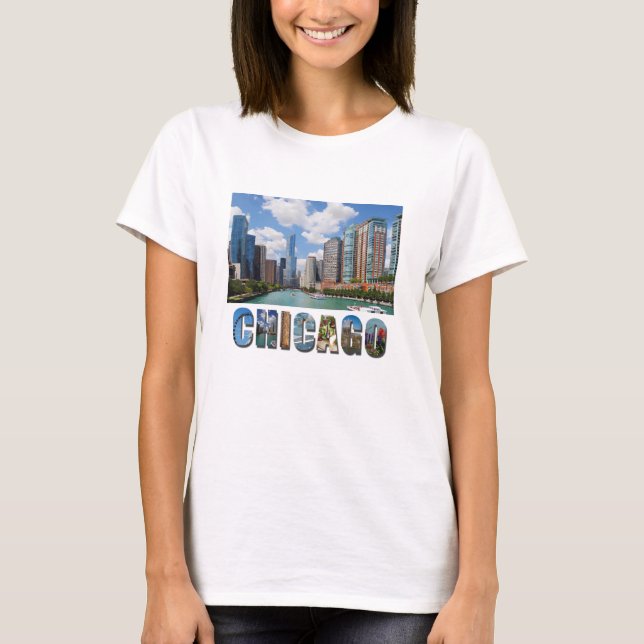 Camiseta Foto Skyline do Chicago River (Frente)