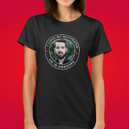 Camiseta Foto Texto Coração Eu Amo Meu Namorado Incrível