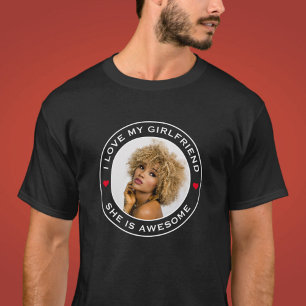 Camiseta Foto Texto Coração Eu Amo Minha Namorada Incrível