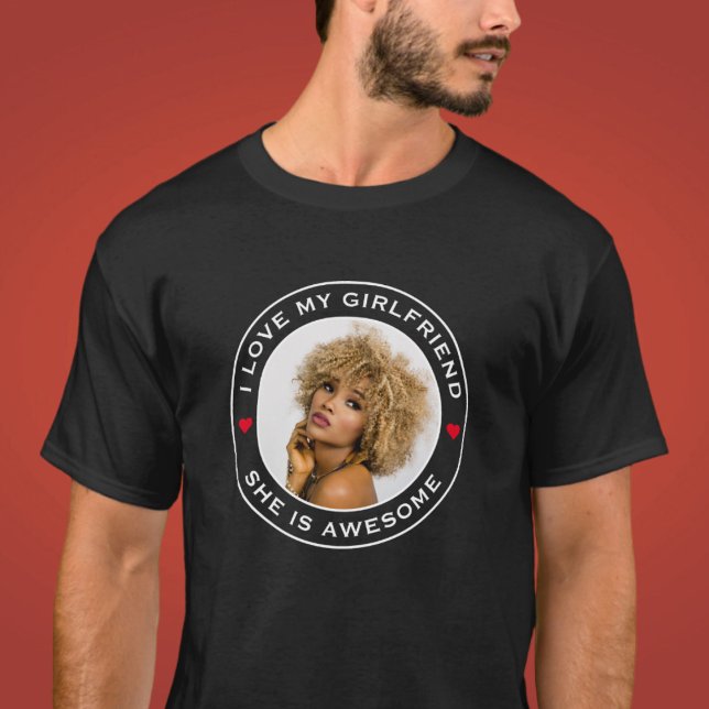 Camiseta Foto Texto Coração Eu Amo Minha Namorada Incrível (Criador carregado)