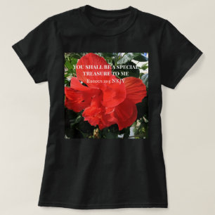 Camiseta Foto: verso da Bíblia do Flor Laranja Duplo Hibisc