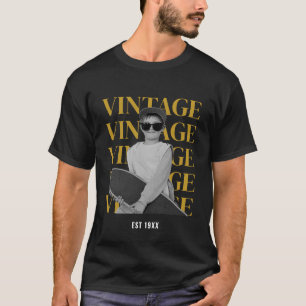 Camiseta Foto Vintage Personalizada Texto Retro Personaliza