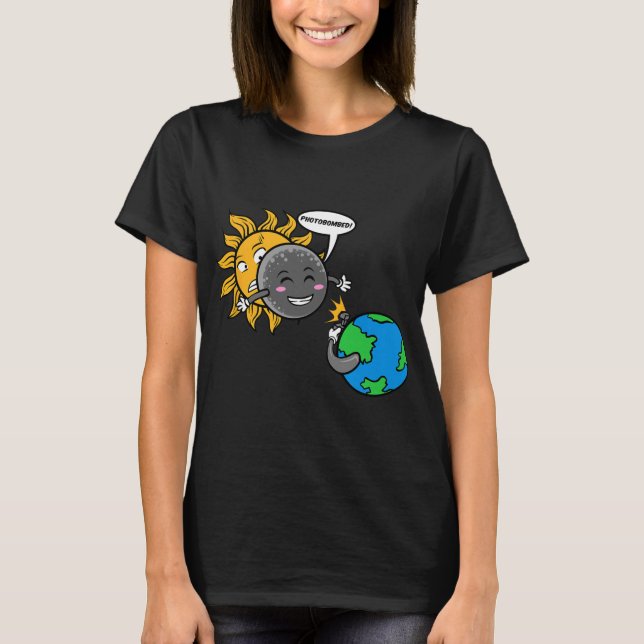 Camiseta Fotobomb! Eclipse Solar Total Gráfico Adorável 202 (Frente)