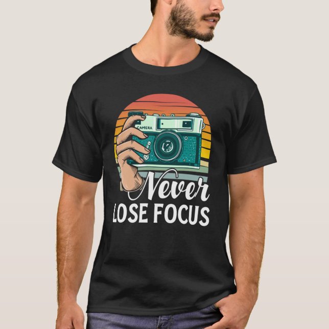 Camiseta Fotografador da câmera nunca de focagem de Perder (Frente)