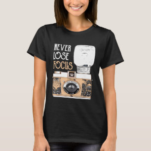 Camiseta Fotografia da câmera com foco no Perder nunca engr