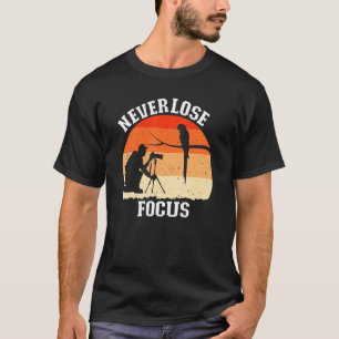 Camiseta Fotografia da Câmera de Foco Nunca em Perder