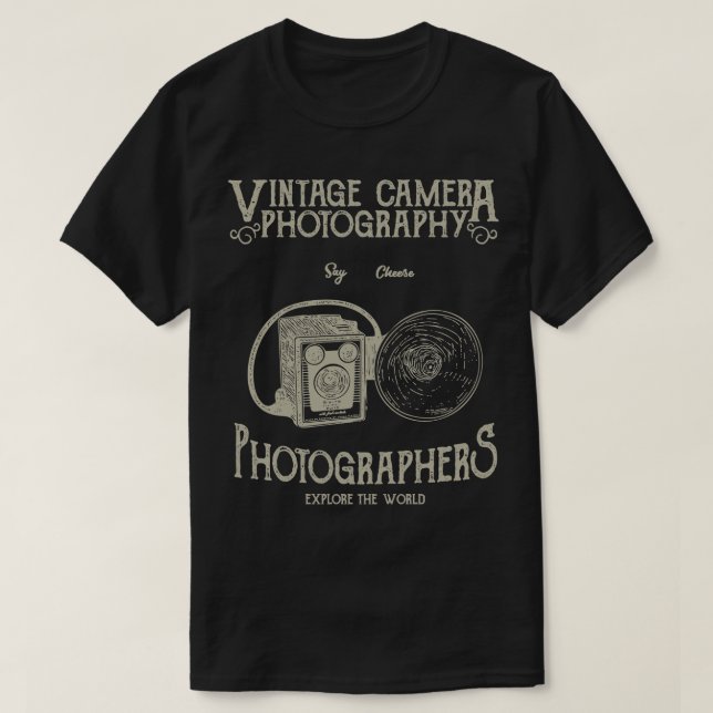 Camiseta Fotografia da câmera Vintage (Frente do Design)