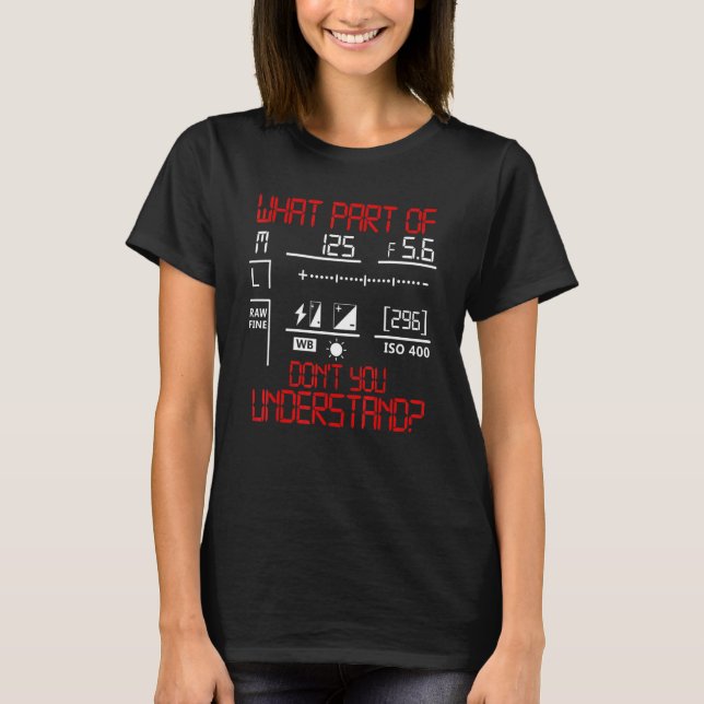Camiseta Fotografia da configuração da câmera (Frente)