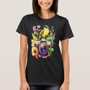 Camiseta Fotografia da Natureza Amor Flores e Pássaros Assi