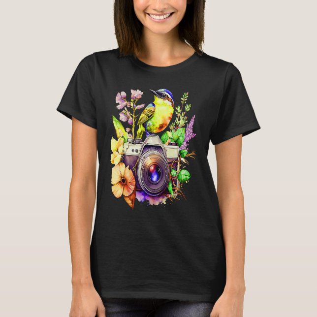 Camiseta Fotografia da Natureza Amor Flores e Pássaros Assi (Frente)