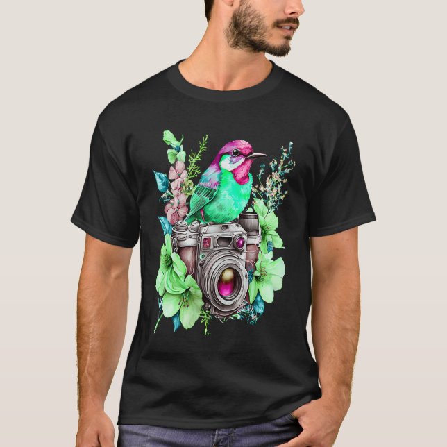 Camiseta Fotografia da Natureza Amor Flores e Pássaros Assi (Frente)