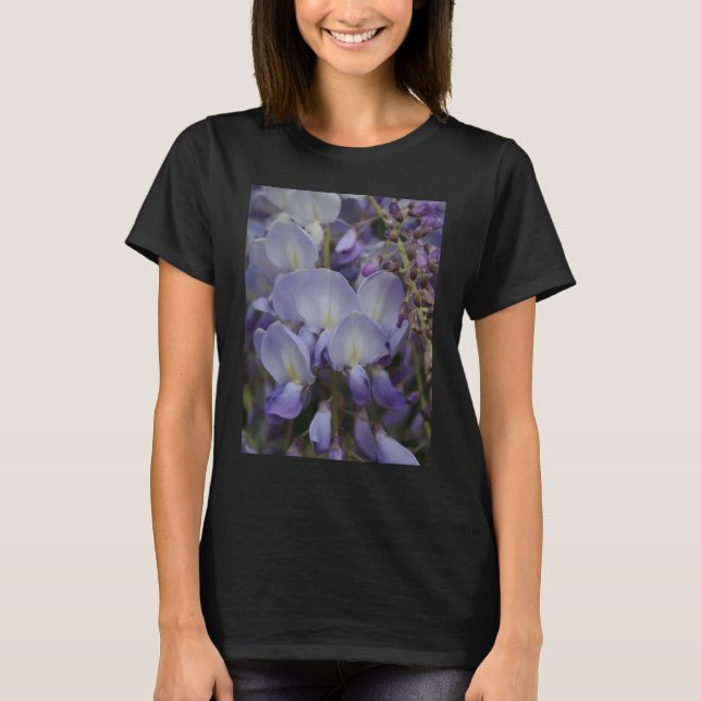 Camiseta Fotografia da Vinha de Wisteria Roxa (Frente)