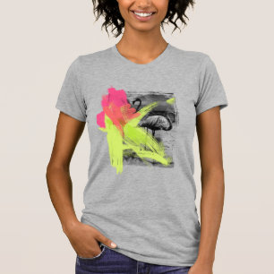 Camiseta Fotografia de Flamingo de Praia com Pincelada