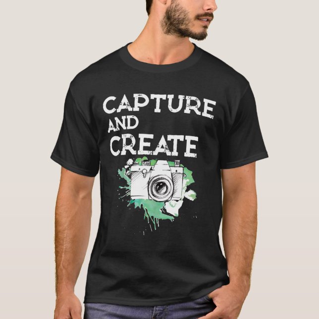 Camiseta Fotografia de presente com fotografia Captura e cr (Frente)