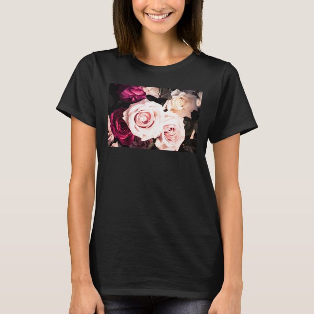 Camiseta Fotografia de Rosa Pastel Floral Rosa (Frente)