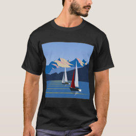 Camiseta Fotografia de veleiros e montanhas