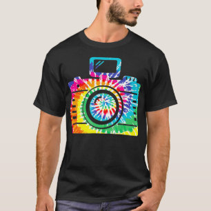 Camiseta Fotografia Diversão Hippie Rainbow Retro Camera T