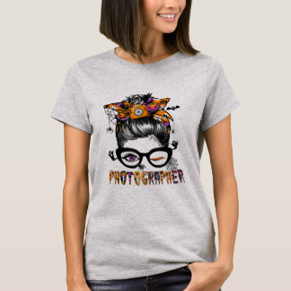 Camiseta Fotografia do Halloween Mensagem Cabelo de Arco Le