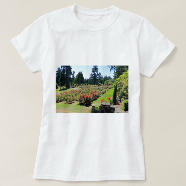 Camiseta Fotografia do jardim de rosas, Portland, Oregon (Frente do Design)