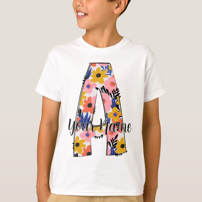 Camiseta Fotografia editável Letras alfabéticas A personali (Frente)