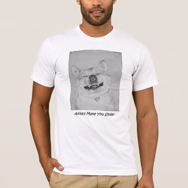 Camiseta fotografia engraçada de um cão fofo sorridente com (Frente)