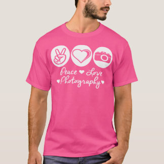 Camiseta Fotografia Paz Amor Para Mulheres Homens
