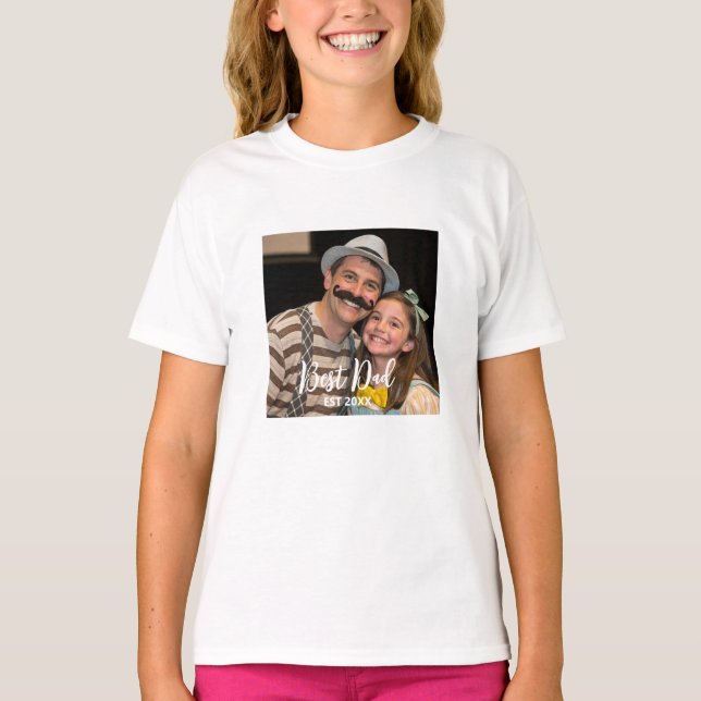 Camiseta fotografia personalizada do melhor pai moderno (Frente)