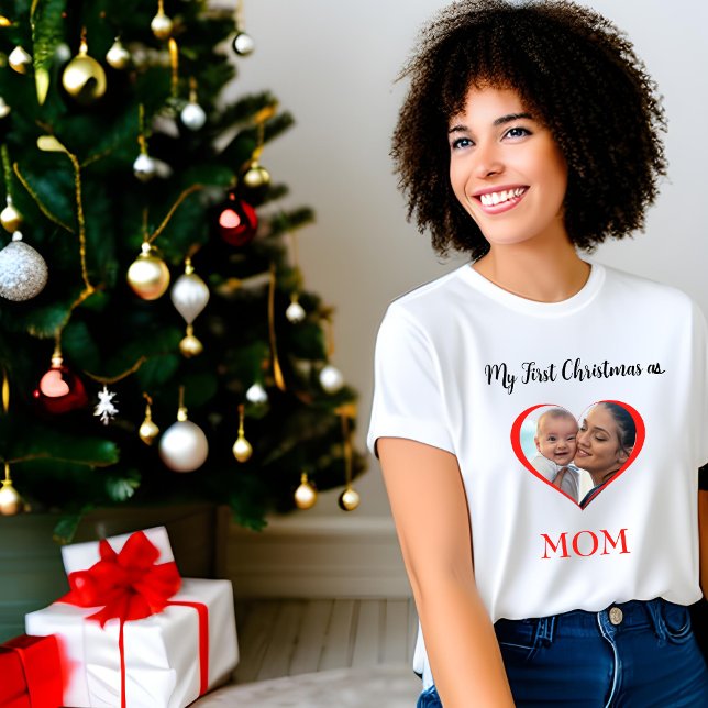 Camiseta Fotografia personalizada no primeiro Natal como mã (Criador carregado)