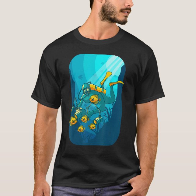 Camiseta Fotografia Submarina Diver Com Câmera 1 (Frente)
