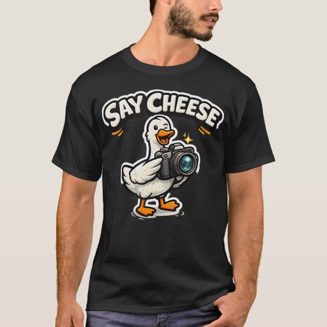 Camiseta Fotógrafo de Ganso Câmera Divertida Para (Frente)