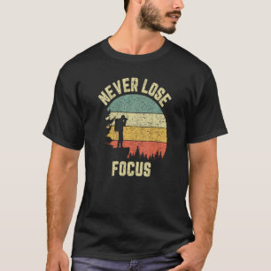 Camiseta Fotógrafo Engraçado Câmera Nunca Perde o Foco
