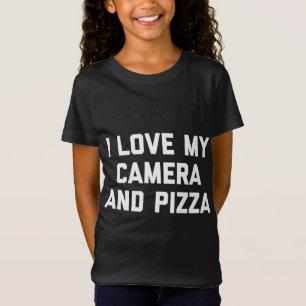 Camiseta Fotógrafo Engraçado Eu Amo Minha Câmera E Pizza