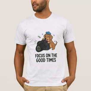 Camiseta Fotógrafo Gráfico de Cachorrinho Dachshund Fofo Ún