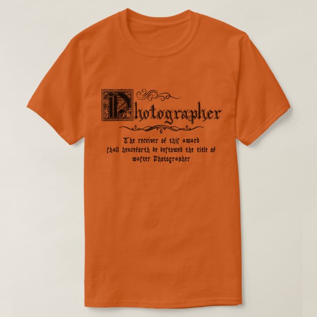Camiseta Fotógrafo Mestre Medieval (Frente do Design)