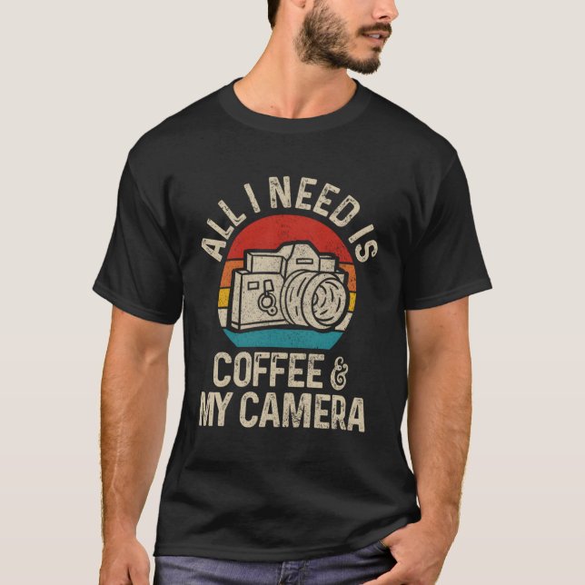 Camiseta Fotógrafo Presente Camera Café Engraçada Vintage P (Frente)