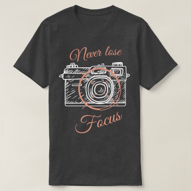Camiseta Fotógrafos da Câmera Dizem Foco (Frente do Design)