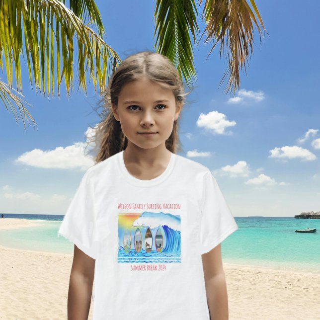 Camiseta Fotos da família Surfing Coastal Summer Break (Criador carregado)