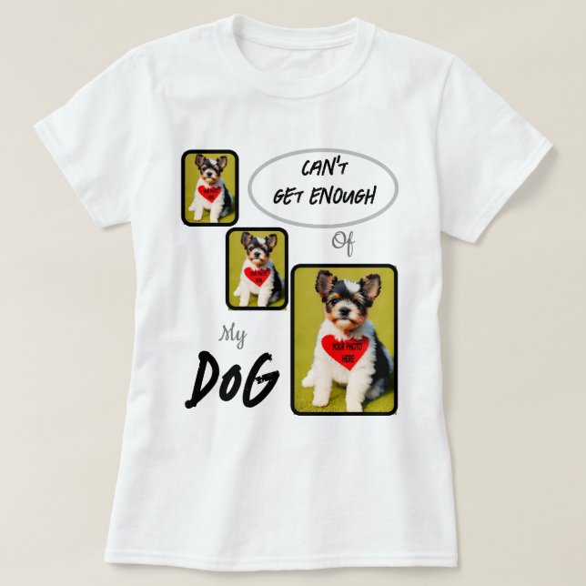 Camiseta Fotos de 3 painéis crio/personalizado de cães (Frente do Design)