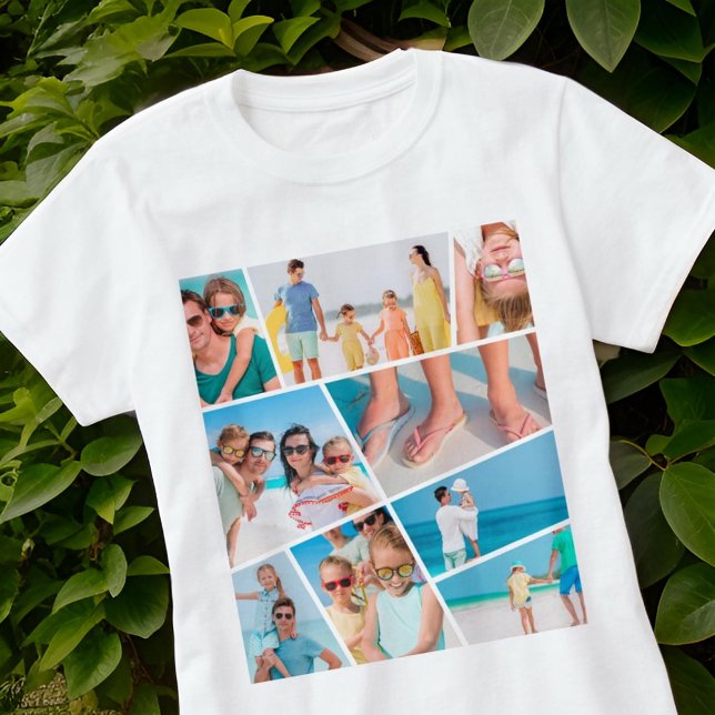 Camiseta Fotos de Colagem de Imagens Personalizadas 9 Simpl (Criador carregado)