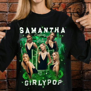 Camiseta Fotos Personalizadas Bootleg Vintage Verde Esmeral