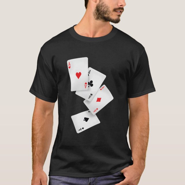 Camiseta Four Aces Poker Pro Lucky Player Winner Hand (Frente)