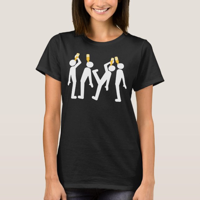 Camiseta Four Funny Friends Drinking Beer Bottles From Abov (Frente)