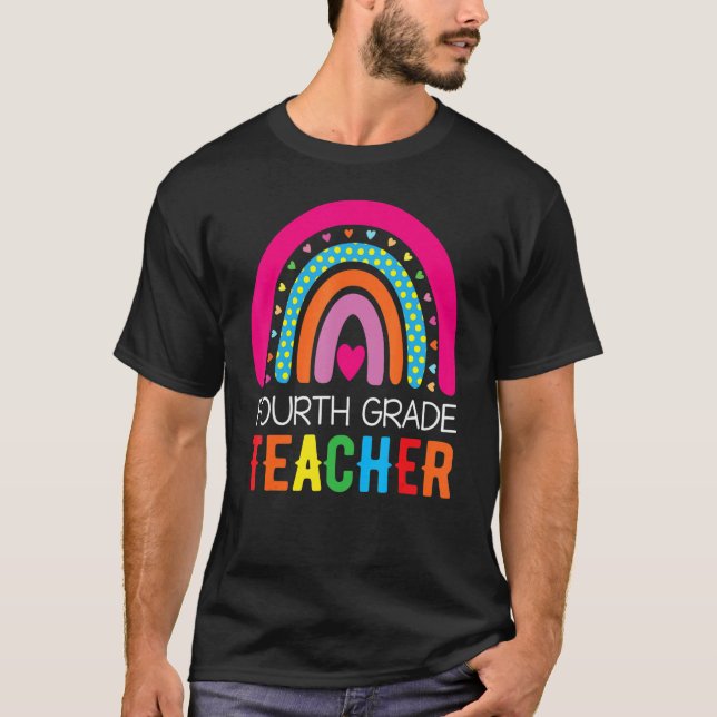 Camiseta Fourth Grade Rainbow Girls Boys Teacher Team 4th G (Frente)