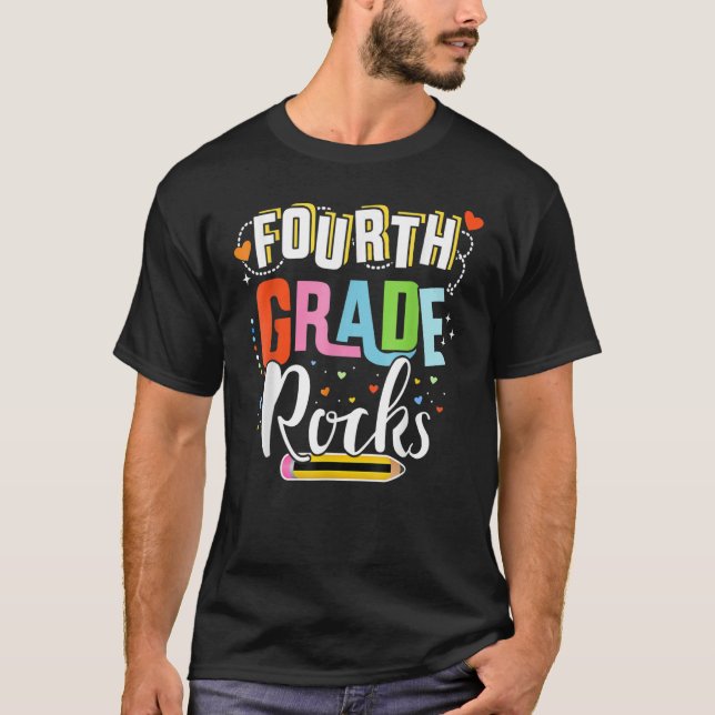 Camiseta Fourth Grade Rocks 4th Back To School Teacher Stud (Frente)